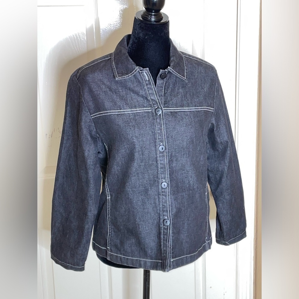 Pendleton Womens Button Down Black Denim Shirt / Jacket Chambray Size Medium‍‍‍‍